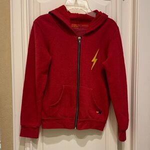 Aviator Nation Red Hoodie with Yellow Lightning Bolt